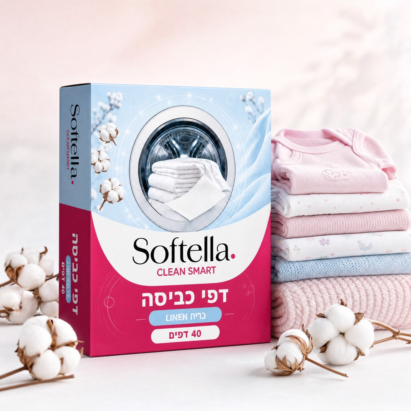 Softella Clean Smart דפי כביסה לתינוק